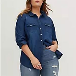 Torrid Dark Denim Button Down Shirt